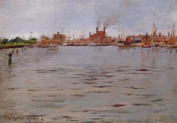 威廉 梅裡特 查斯 Harbor Scene Brooklyn Docks 威廉 梅裡特 查斯 Harbor Scene Brooklyn Docks